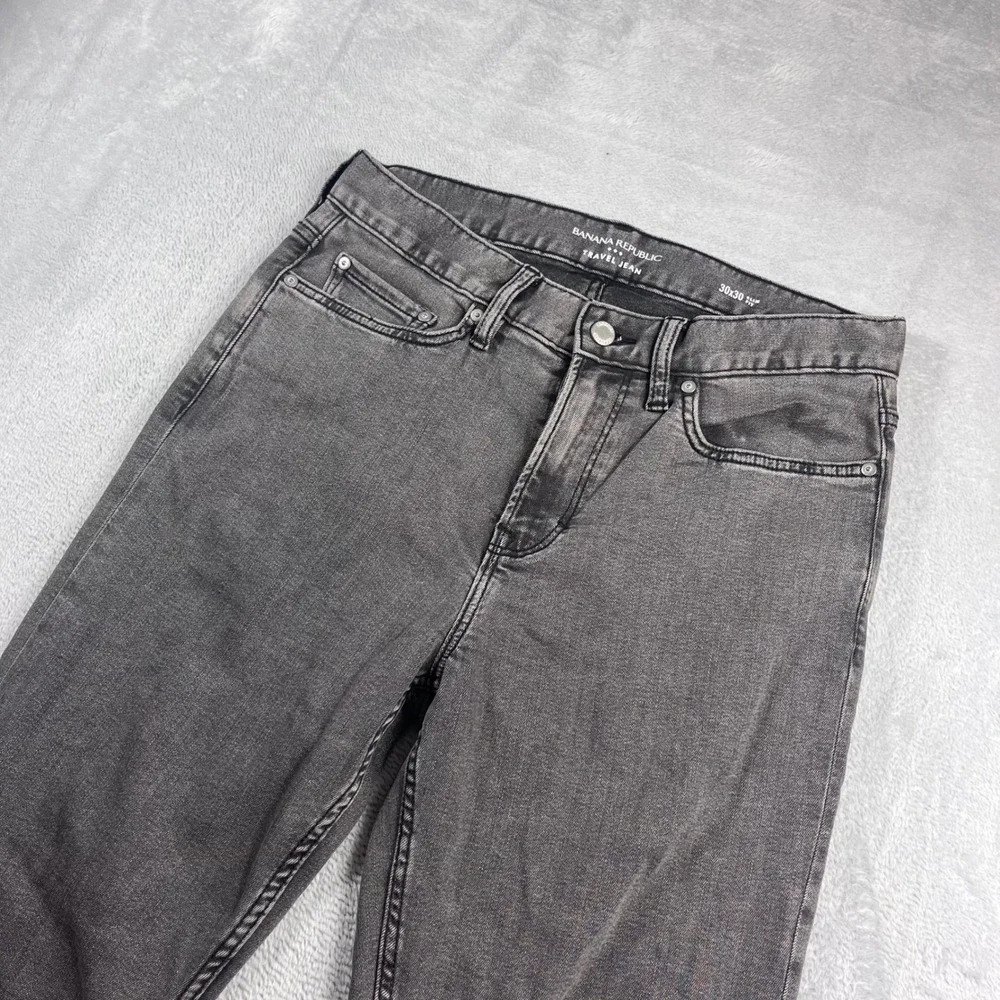 Banana Republic Travel Jean Mens 30x30 Slim Fit Gray Charcoal Denim Pants